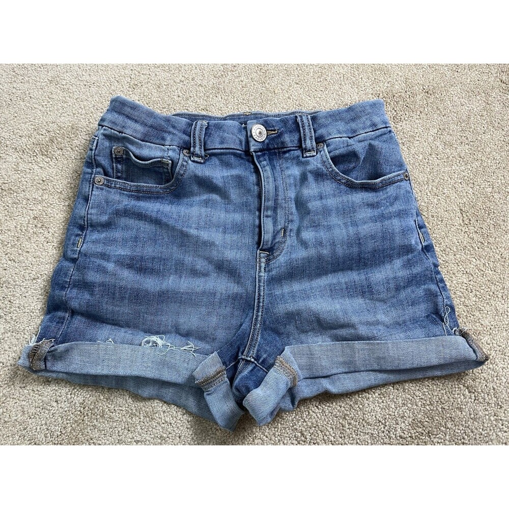 American Eagle Womens Size 4 Next Level Stretch Denim Shorts High Rise‎ Cuffed